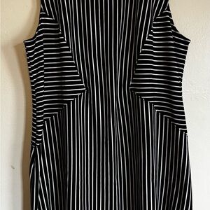 EVRI Black & White Vertical Stripe Midi Dress